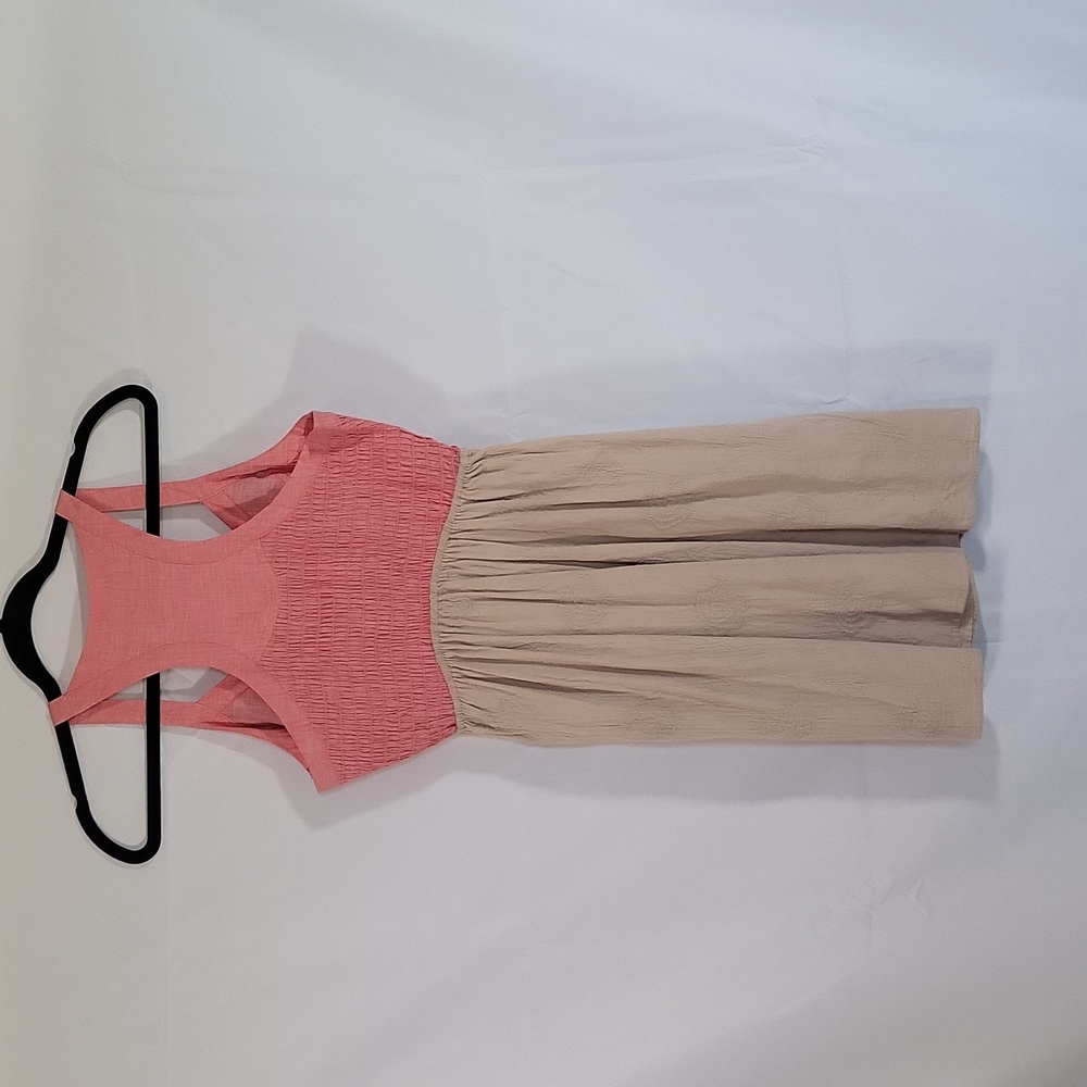 Theme Embroidered Dress Womens M Coral Sand Beach Nautical Coastal Smocked - Picture 7 of 10